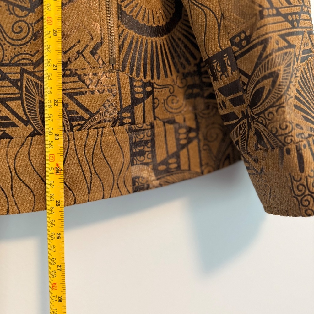 Multiples Women’s Long Sleeve Full Zip Ethnic abstract‎ print Brown Jacket Sz L - Picture 7 of 9